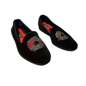Allyson‎ Whitmore Shoes Sz 8 Velvet Flat Embroidered Holiday Christmas Wreath